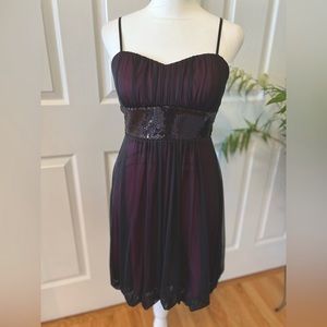 Trixxi black hot pink sequined spaghetti strap dress size small